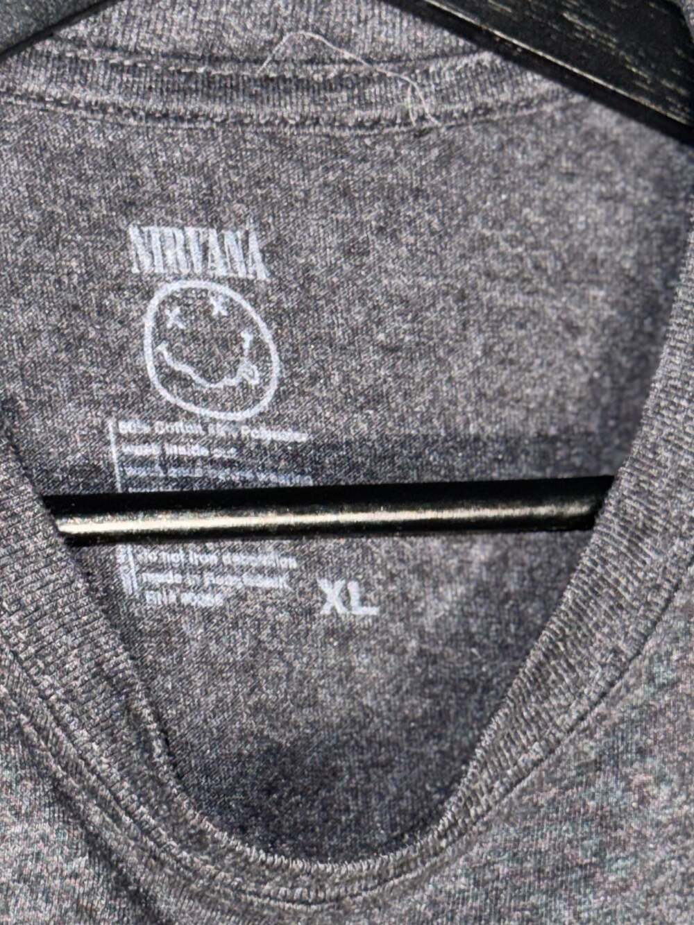 Nirvana Charcoal Grey Graphic T-Shirt Rainbow Tie Dye Smiley Face Band Tee Size - Picture 3 of 3